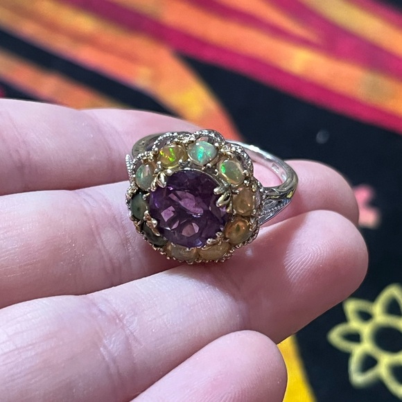 Chuck Clemency STS Amethyst Ethiopian Fire Opal Sterling Silver 925 Size 10 Ring - Picture 8 of 10